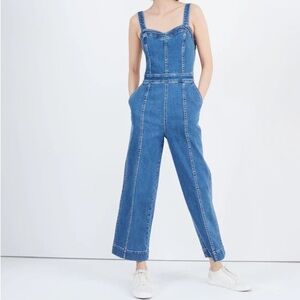 Madewell Denim Seamed Wide-Leg Jumpsuit — Size 0